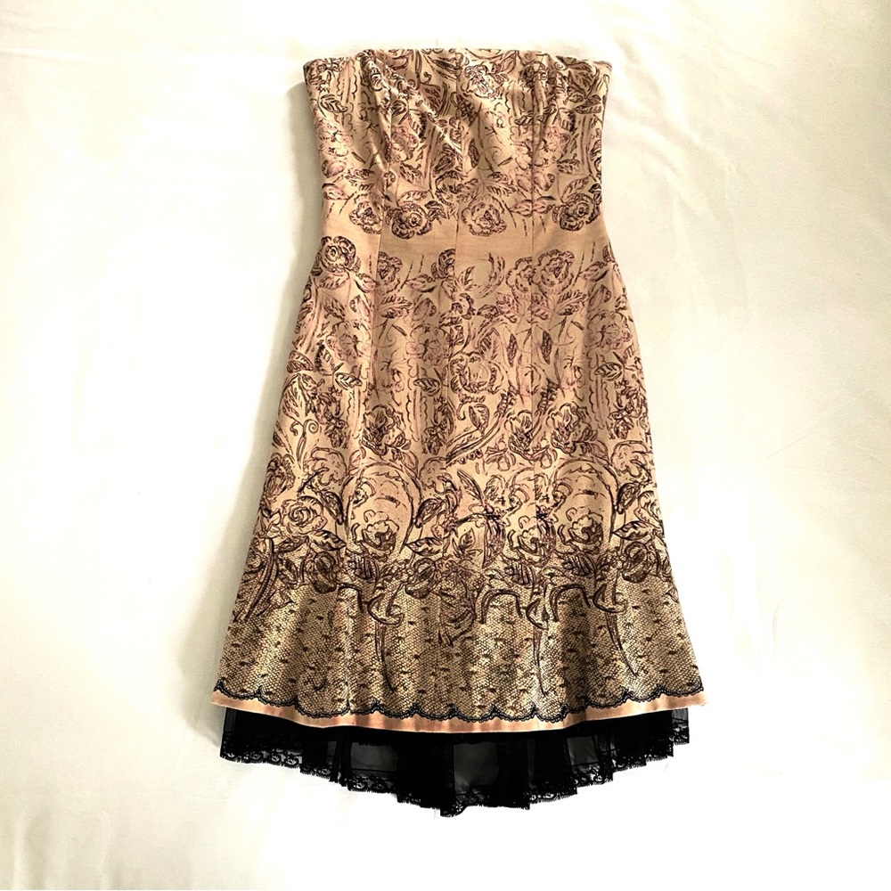 SOLD! 💚Tracy Reese Rose Print Silk Strapless